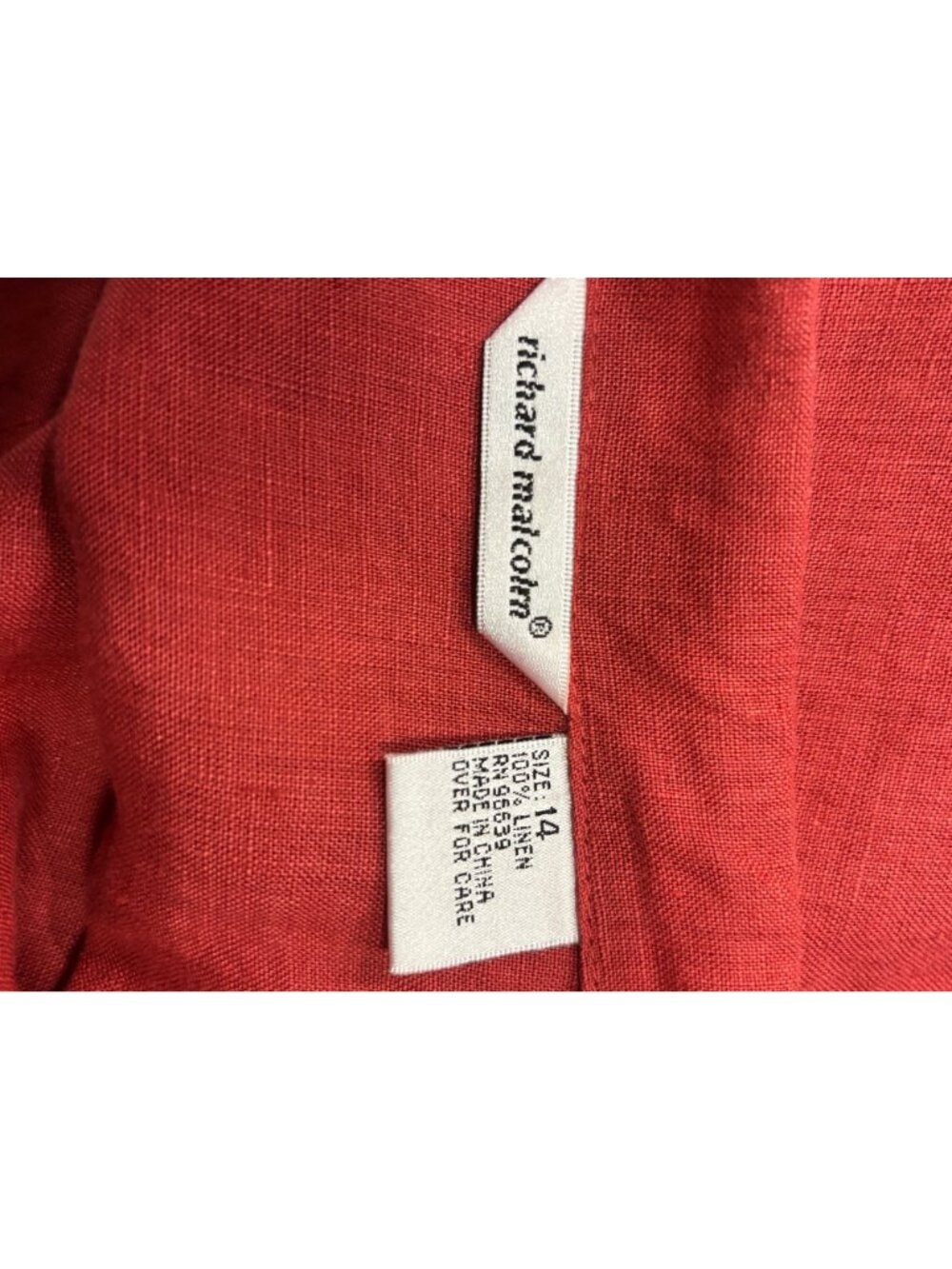 Richard Malcolm Red Linen Embroidered Midi Skirt Size 14 Boho Cottagecore - Picture 5 of 6